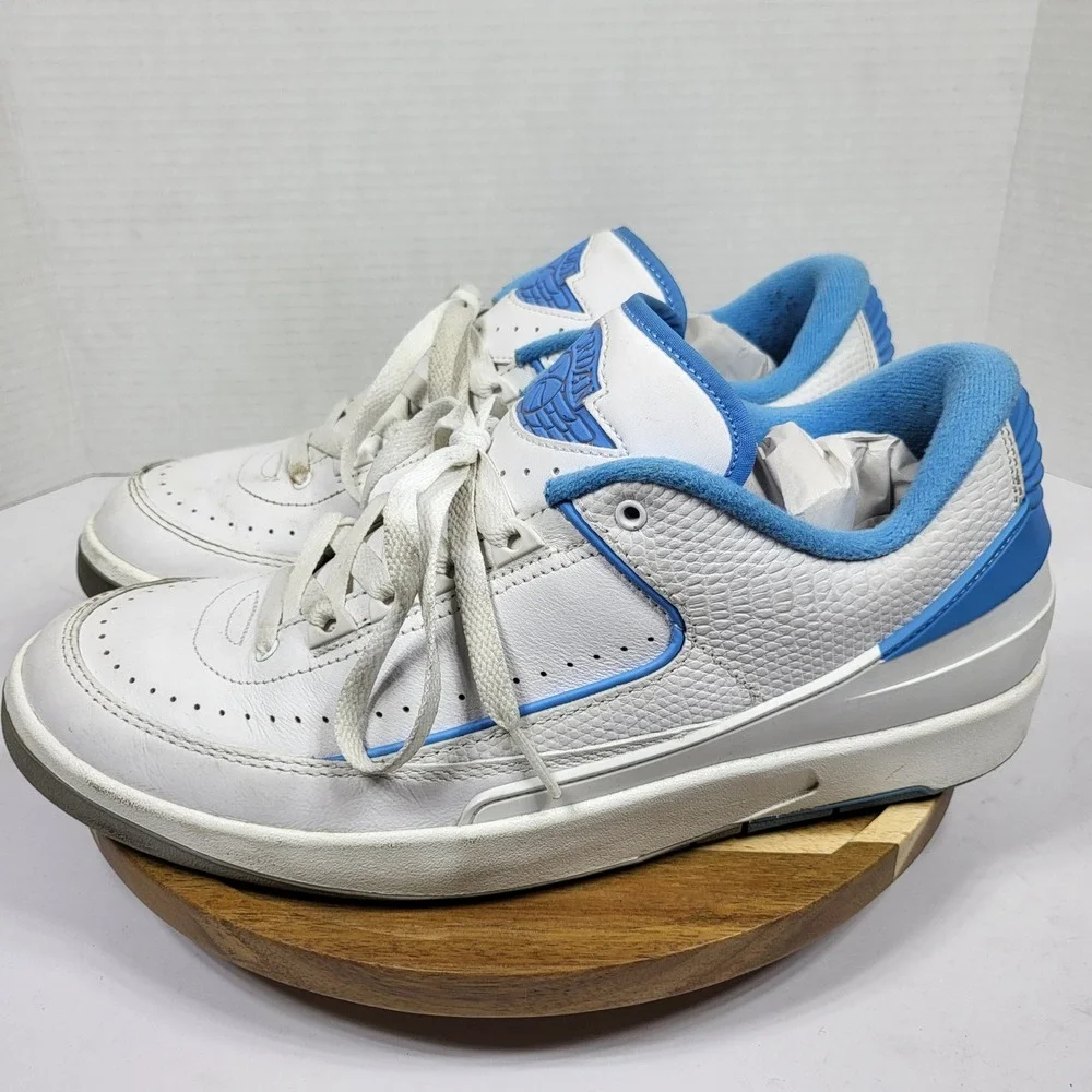 Jordan Air Jordan 2 Retro Low Mens 10 White Blue Good DV9956-104 Leather Sneaker